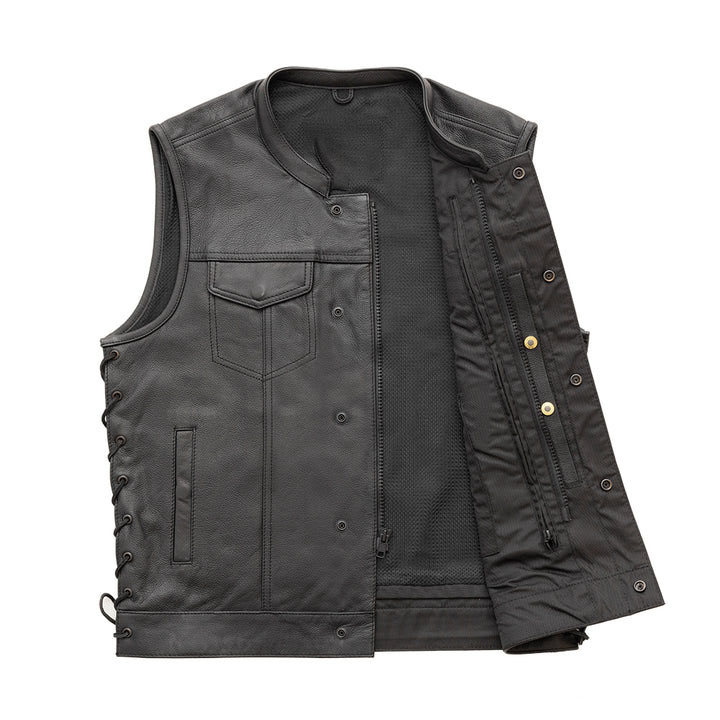 Sniper Men's Motorcycle Leather Vest - Image 4