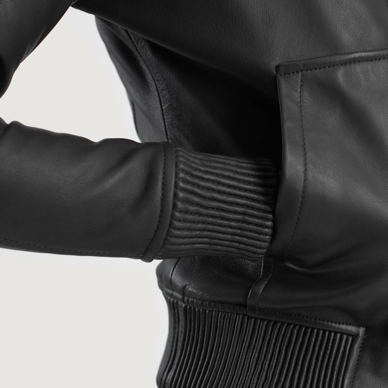 Luna Black Hooded Leather Bomber Jacket - Image 6